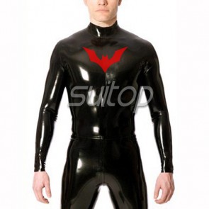 Men's rubber latex Batman catsuit with back zip in black color for men Suitop 