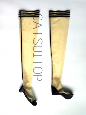 Hot selling women's  latex stockings transparent with black edges