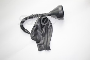 Hot selling black latex hood with pipe Pipe head cover black open nostrils eyes thickened by