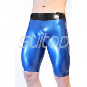 latex pants rubber trousers for men 's metallic blue pants