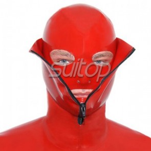 Suitop fast shipping red rubber latex hood sexy fetish breathless hood