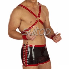 Suitop  latex short pants with lacing
