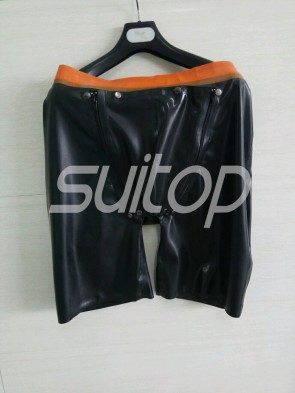 Suitop Men 's latex short pant sexy rubber with cod piece for male 's real photo (No lubes)