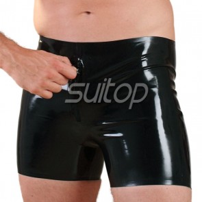 sexy latex short pants with front zip