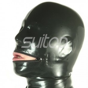 Suitop New 0.6mm heavy  latex Hoods rubber mask for ault Animal Themed costumes with mouth zip(hand made)