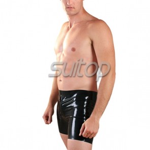 men shorts fancy sexy rubber latex costume  latex short pants with front zip