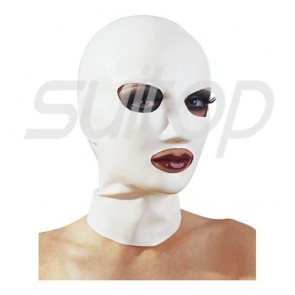 Suitop Classic latex Hoods rubber mask for adult in white with back zip