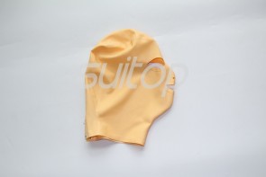 3D clipping Head latex hoods  flesh color rubber hoods open nostrils and mouth with back zip