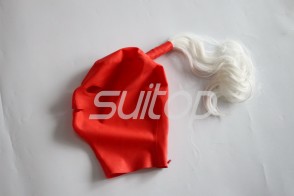 Aatural rubber hoods for adults with long hairs in red 