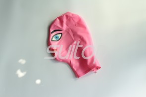 Latex fetish mask sexy rubber hood  cartoon in pink 