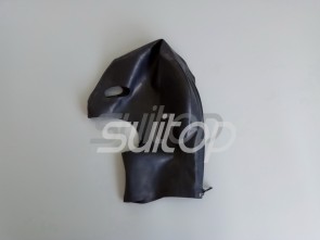 Hoods with 100% natural latex materials and open eyes mouth and chin in black color with back zip for adults
