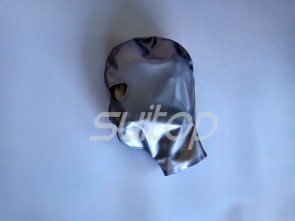 Latex hoods nature rubber fetish masks latex party hood for adult in metal blue Three-dimensional cropping