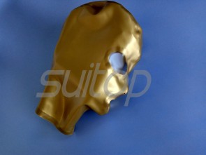 Latex hoods nature rubber fetish masks latex party hood for adult in golden Three-dimensional cropping