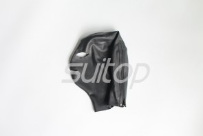 Latex hoods open eyes nostrils and mouth in black  and black color with back zip for adults