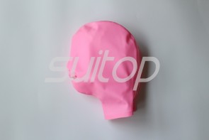 Bling  pink  latex hoods open nostrils and mouth with back zip
