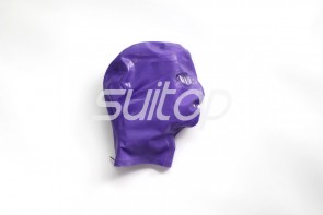Purple color latex hoods with back zip for adults