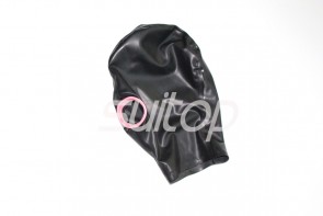 Latex head masks black rubber hoods attached without zip