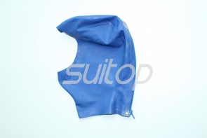 Latex hoods women's shiny blue latex hood open nose and mouth
