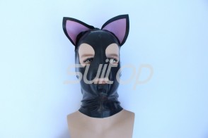 Latex hoods women's animal cat latex hood open eyes mouth and nostrils with back zippers