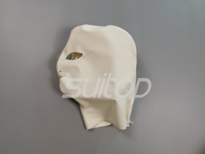 3D clipping Head latex hoods white monkey face rubber hoods open nostrils and mouth with back zip