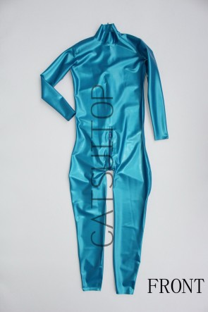  Men's catsuit metallic blue back zipper to the lower abdomen color CATSUITOP 