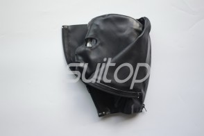 Cool adults' black latex hood open eyes & nostrils & mouth attached front and back zippers decorations