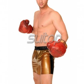 nature rubber latex boxer pants latex shorts in gold color