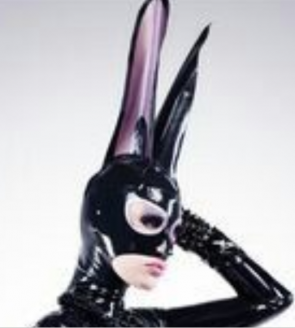 Suitop animal rabbit full head rubber latex hood masks(open eyes and mouth)in black color for adults